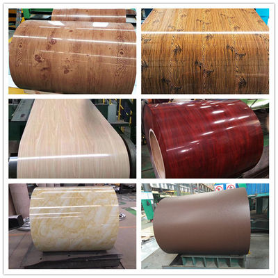 ASTM-Standard Vollharte Herstellung PPGI Spirale Weiße Farbe Holzkorn Druck 0,45 mm Farbbeschichtete Stahlspirale