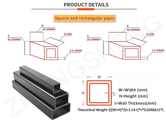 Chemische Düngemittelröhre Perfekte Verarbeitungsleistung mit 1,5 8,18 mm Dicke 12X12 2,5x2,5 Hot Dip Steel Square Tube