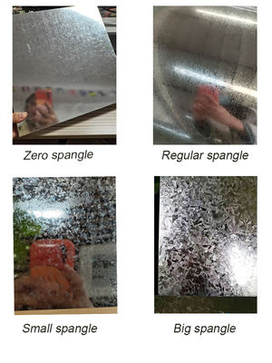 Heißgetränkte GI galvanisierte Stahlspule mit 30-275 g/m2 Zinkbeschichtung und garantiert 0,48*1000 mm Größe Big Spangel DX51D 80g