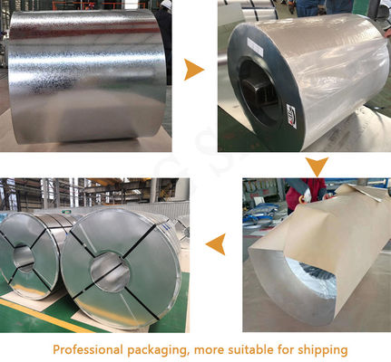 Heißgetränkte GI galvanisierte Stahlspule mit 30-275 g/m2 Zinkbeschichtung und garantiert 0,48*1000 mm Größe Big Spangel DX51D 80g